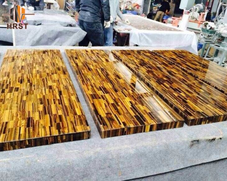 Yellow Semi Precious Stone Tiger Eye Table Top