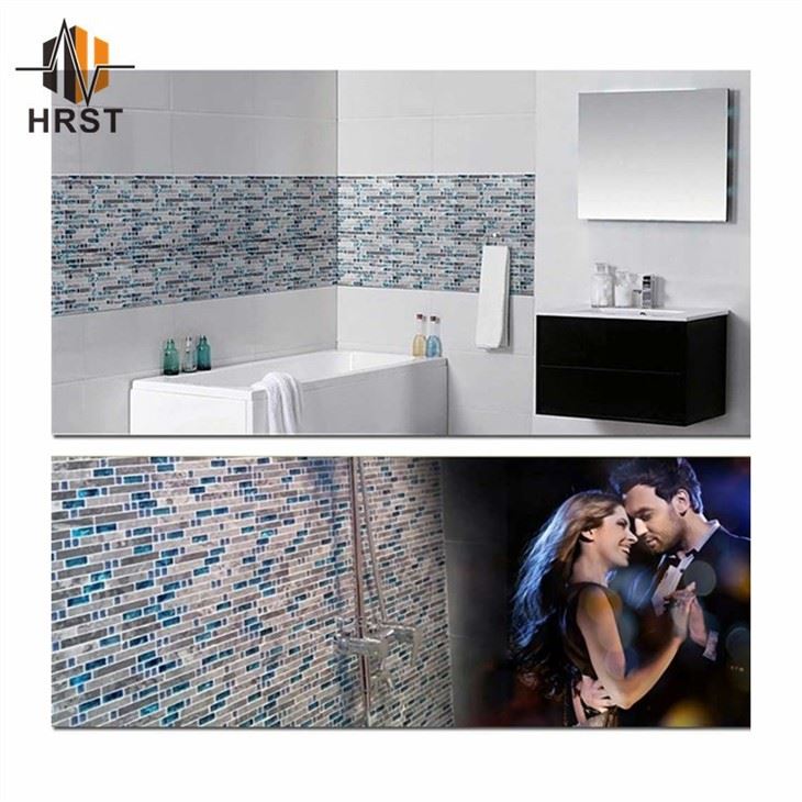 Kitchen Mosaic Glass Blue Tiles Natural Stone Marble Tile Gray Bathroom Wall Tiles Fireplace Subway Home Improvement Materials [Pack of 11PCS(12.4x11.8x0.31 InchesEach)] (5)